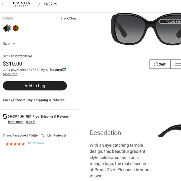 Authentic Polarized Prada Sunglasses 🏝 - Picture 3 of 3